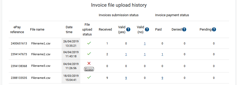 Invoice-file-upload-history