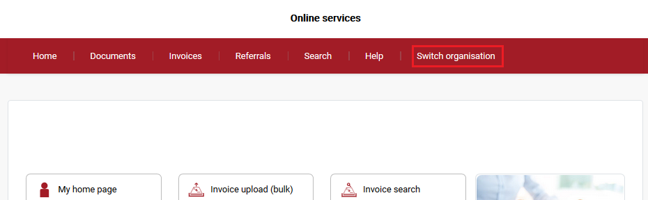 switch organisation selector